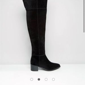 ASOS KALEB Wide Fit Suede Pointed Over The Knee Boots